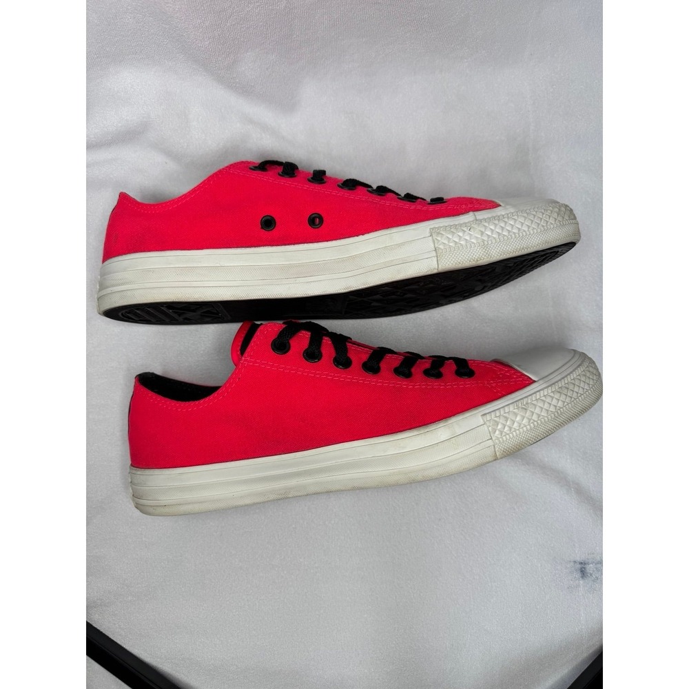 Converse All Star Chuck Taylor Low Top Neon Pink Black Leather Mens 9 Womens 11 - Picture 6 of 9